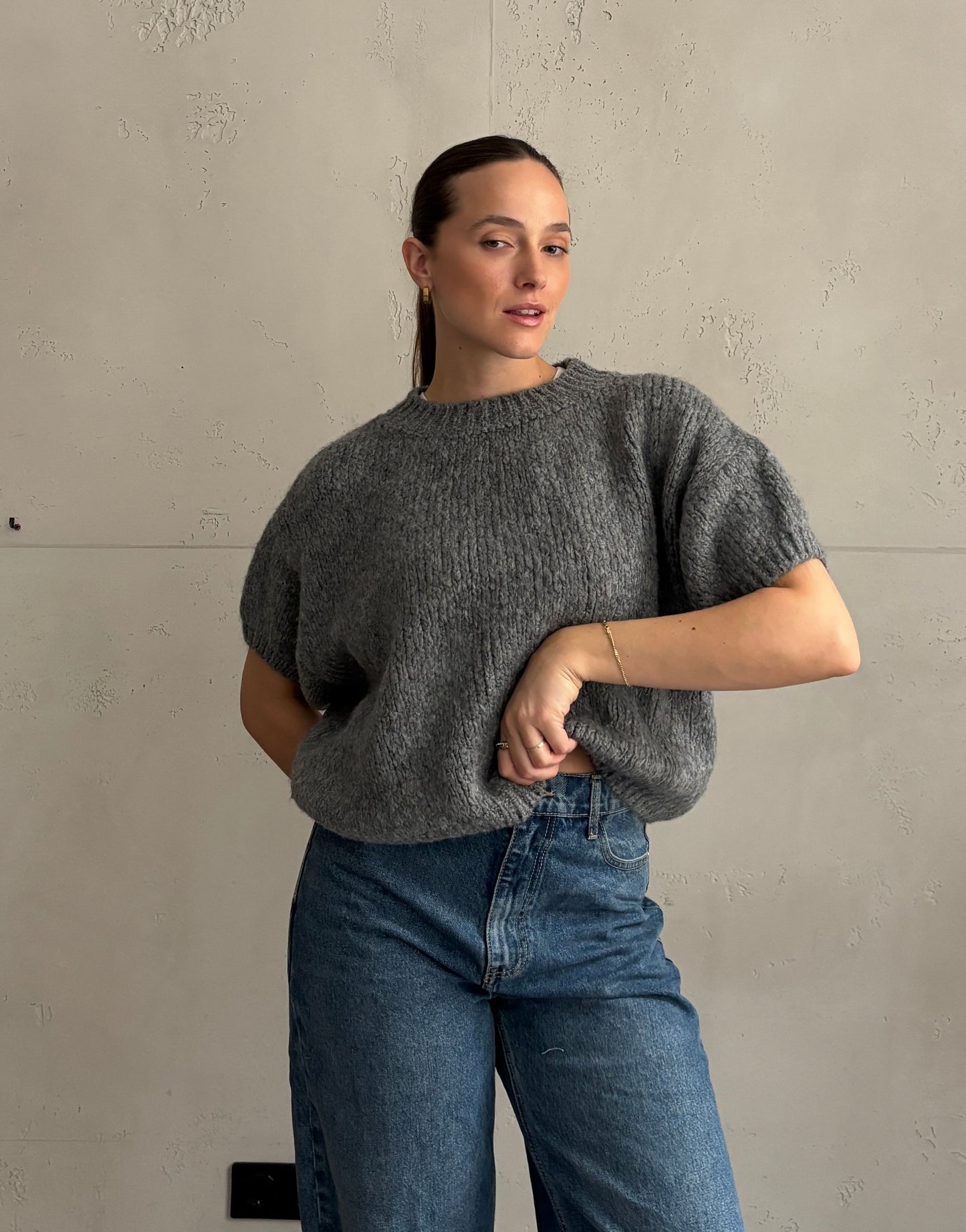 Kurzarm-Pullover aus Grobstrick
