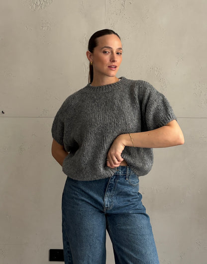 Kurzarm-Pullover aus Grobstrick