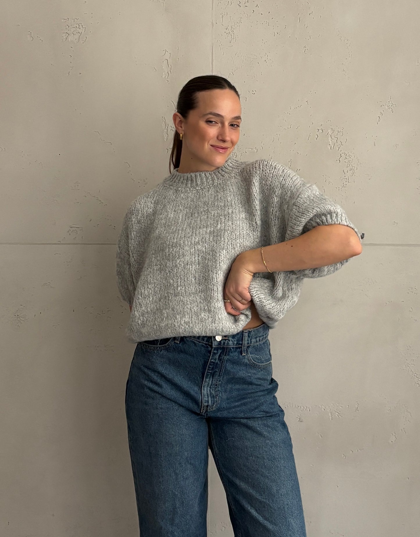 Kurzarm-Pullover aus Grobstrick