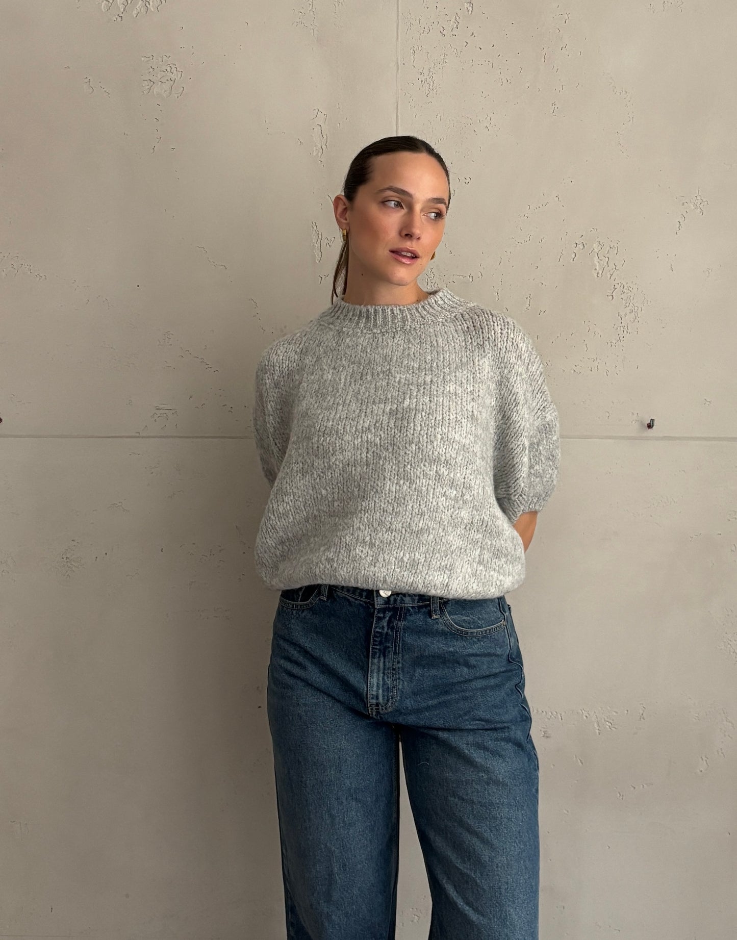 Kurzarm-Pullover aus Grobstrick
