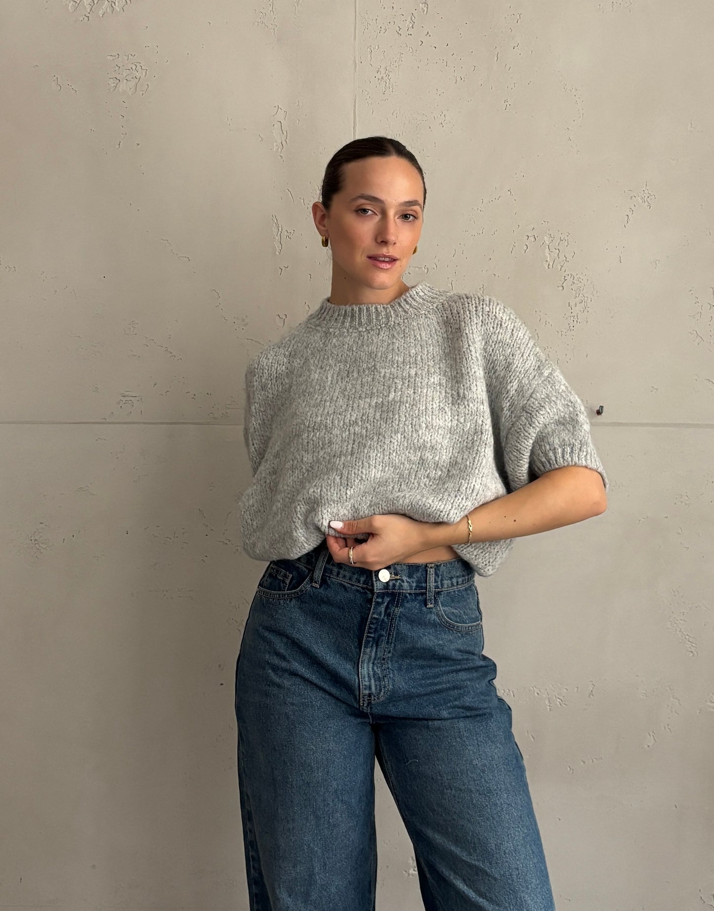 Kurzarm-Pullover aus Grobstrick