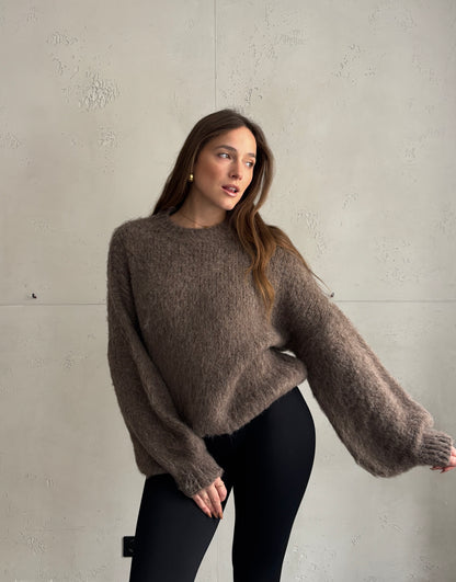 Kuschel-Pullover – Oversize mit weitem Ärmel & Bund