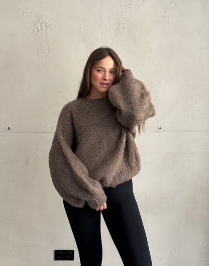 Kuschel-Pullover – Oversize mit weitem Ärmel & Bund