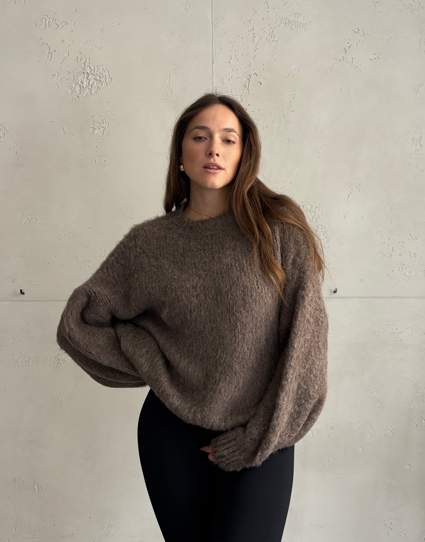 Kuschel-Pullover – Oversize mit weitem Ärmel & Bund