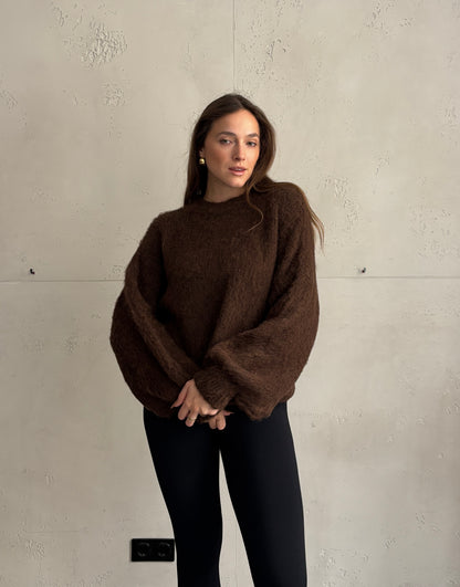 Kuschel-Pullover – Oversize mit weitem Ärmel & Bund