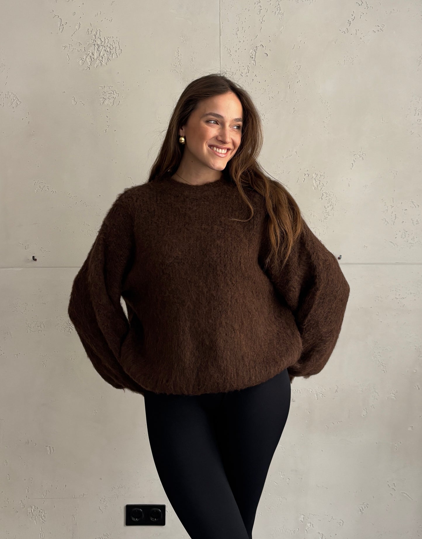 Kuschel-Pullover – Oversize mit weitem Ärmel & Bund