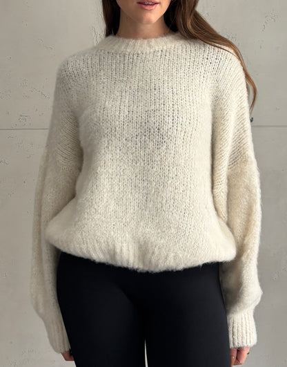 Kuschel-Pullover – Oversize mit weitem Ärmel & Bund