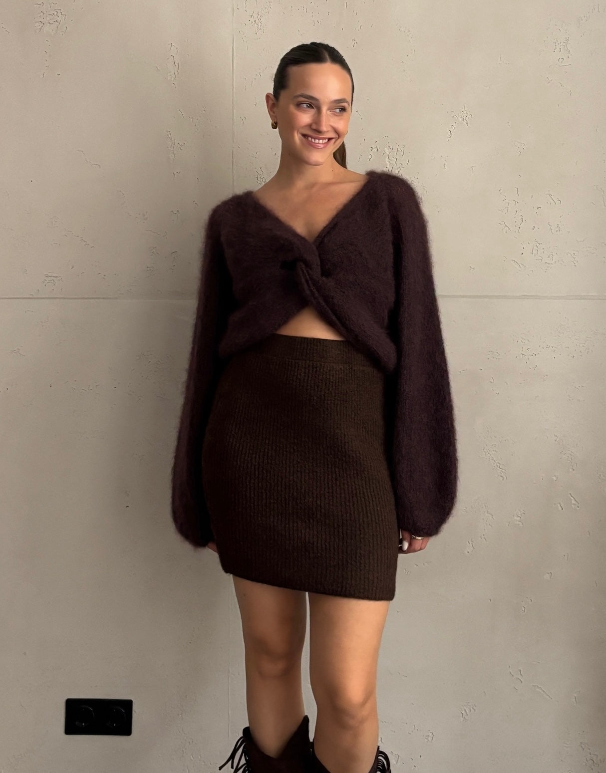 80% Kid-Mohair Pullover mit Knotendesign