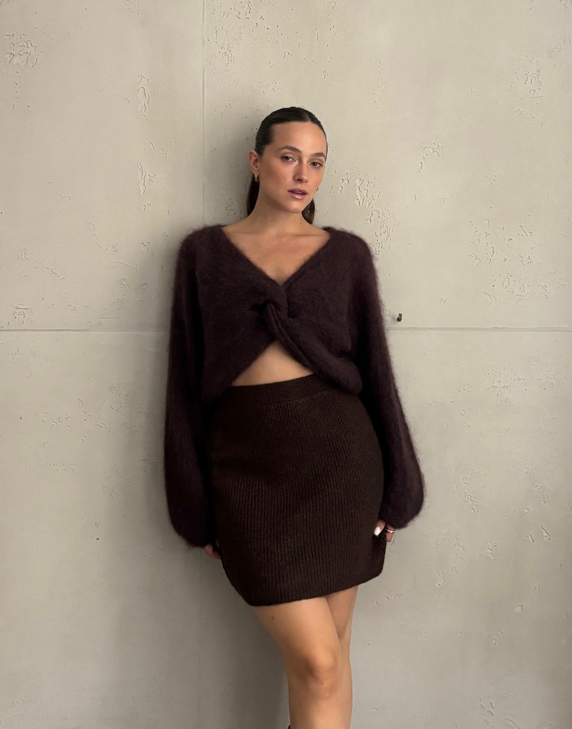 80% Kid-Mohair Pullover mit Knotendesign