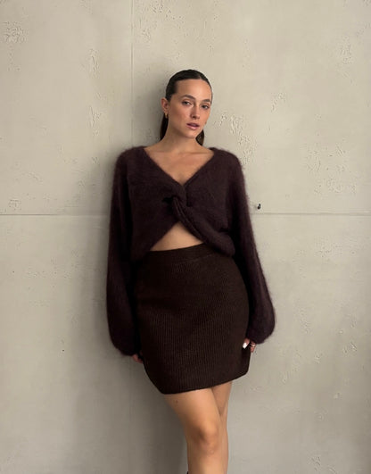 80% Kid-Mohair Pullover mit Knotendesign