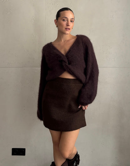 80% Kid-Mohair Pullover mit Knotendesign