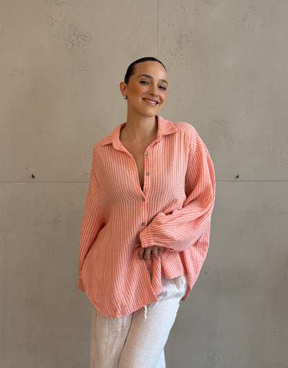 Musselin Bluse mit schmalen Streifen