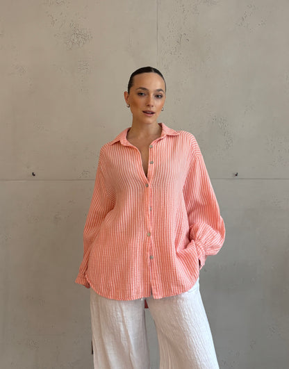 Musselin Bluse mit schmalen Streifen