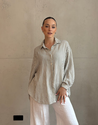 Musselin Bluse mit schmalen Streifen