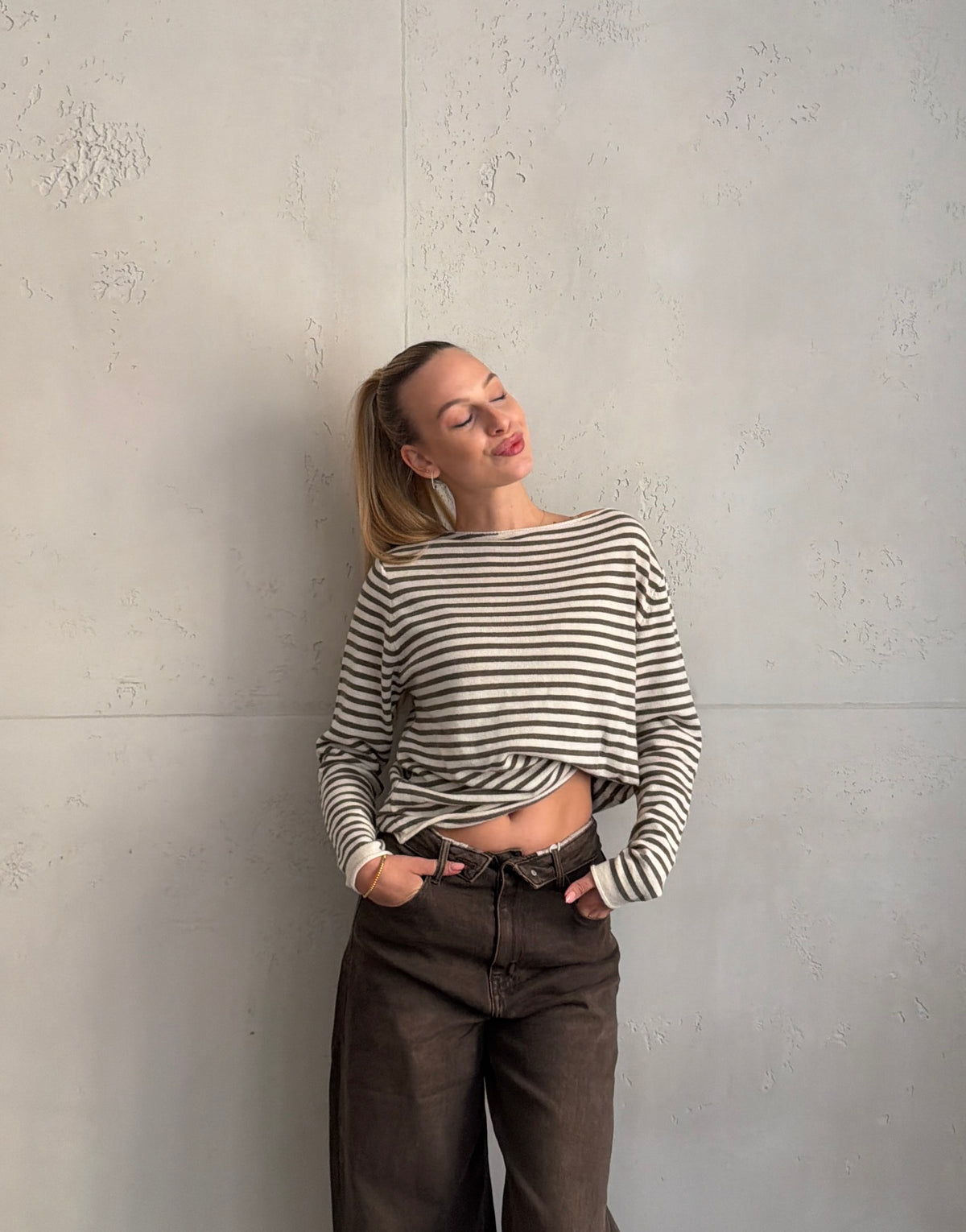 Gestreifter Cashmere-Pullover