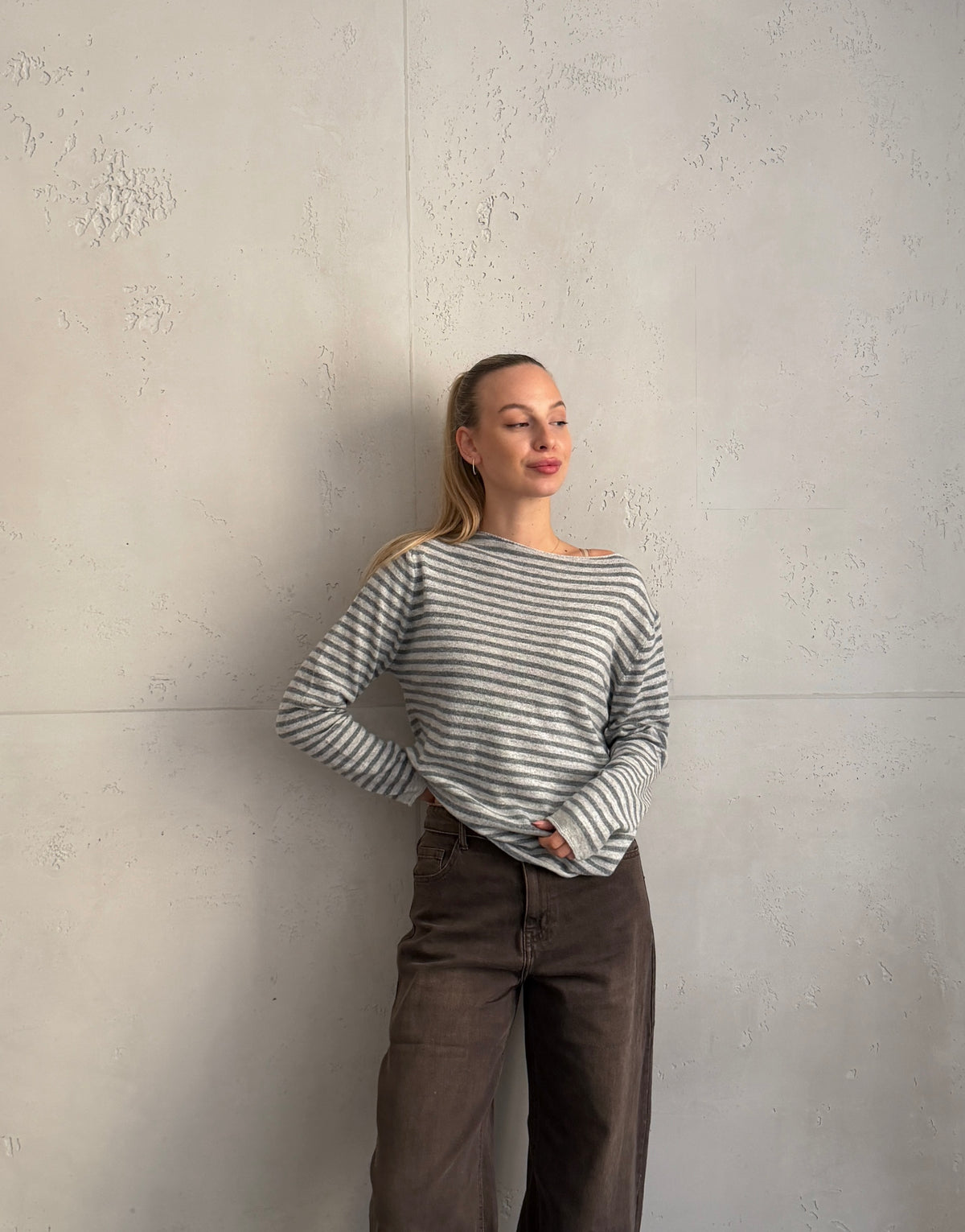 Gestreifter Cashmere-Pullover