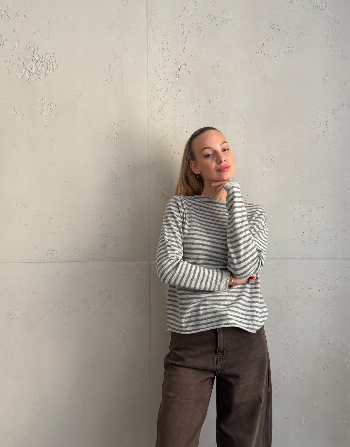 Gestreifter Cashmere-Pullover