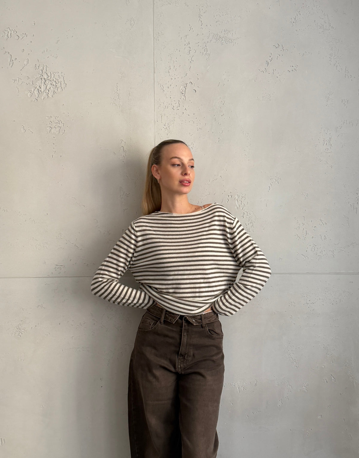 Gestreifter Cashmere-Pullover