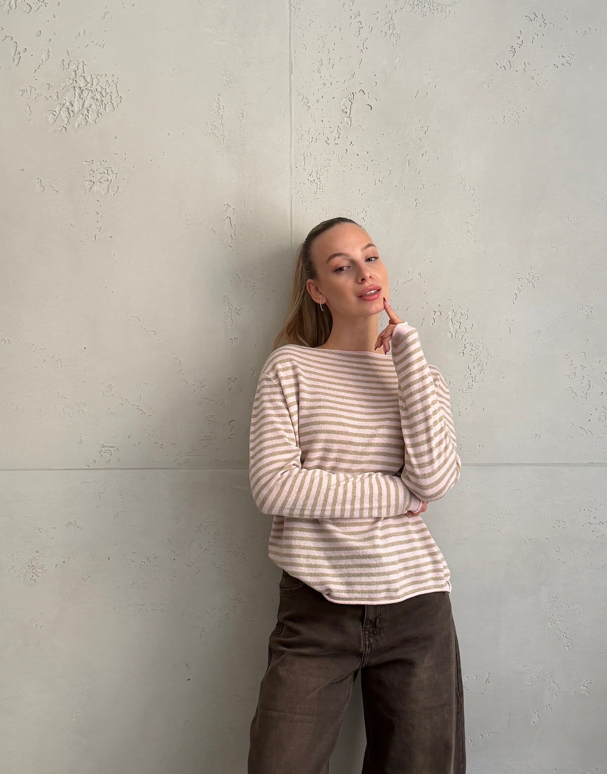 Gestreifter Cashmere-Pullover