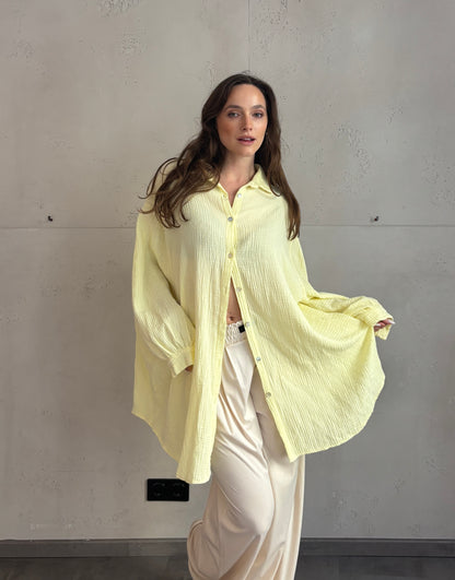 Oversize Musselinbluse