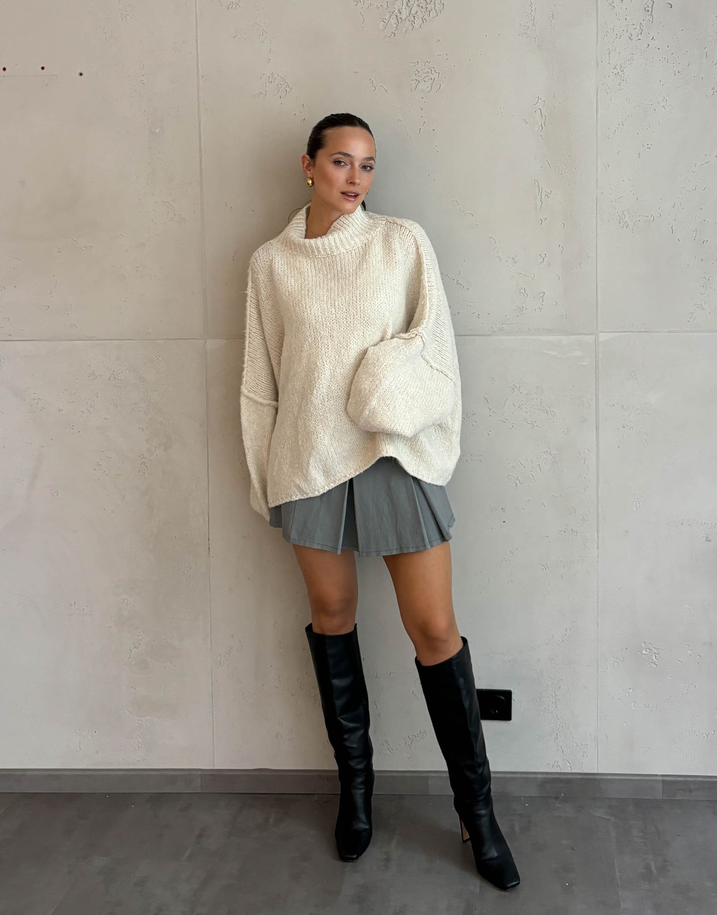Stehkragen Strickpullover