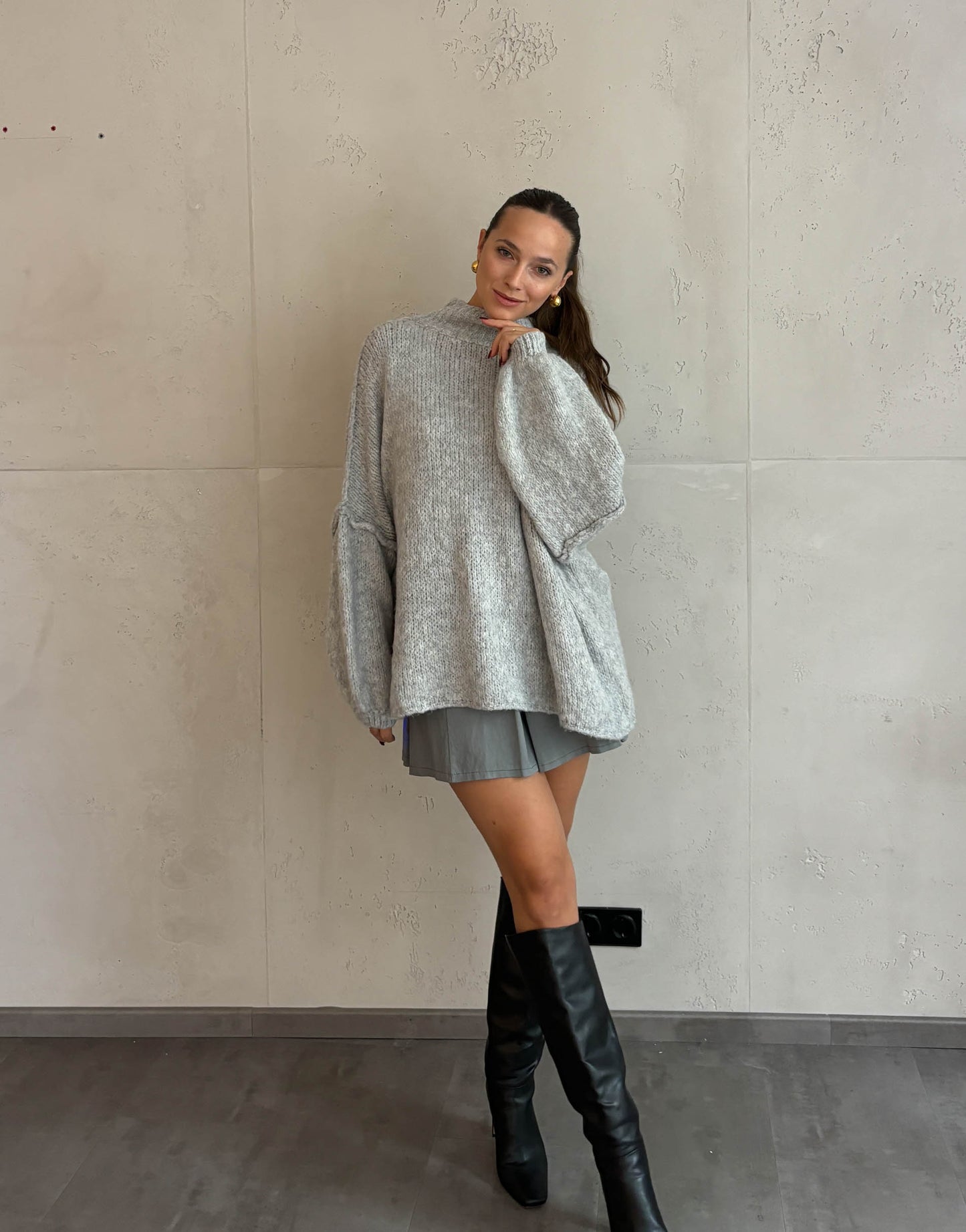 Stehkragen Strickpullover