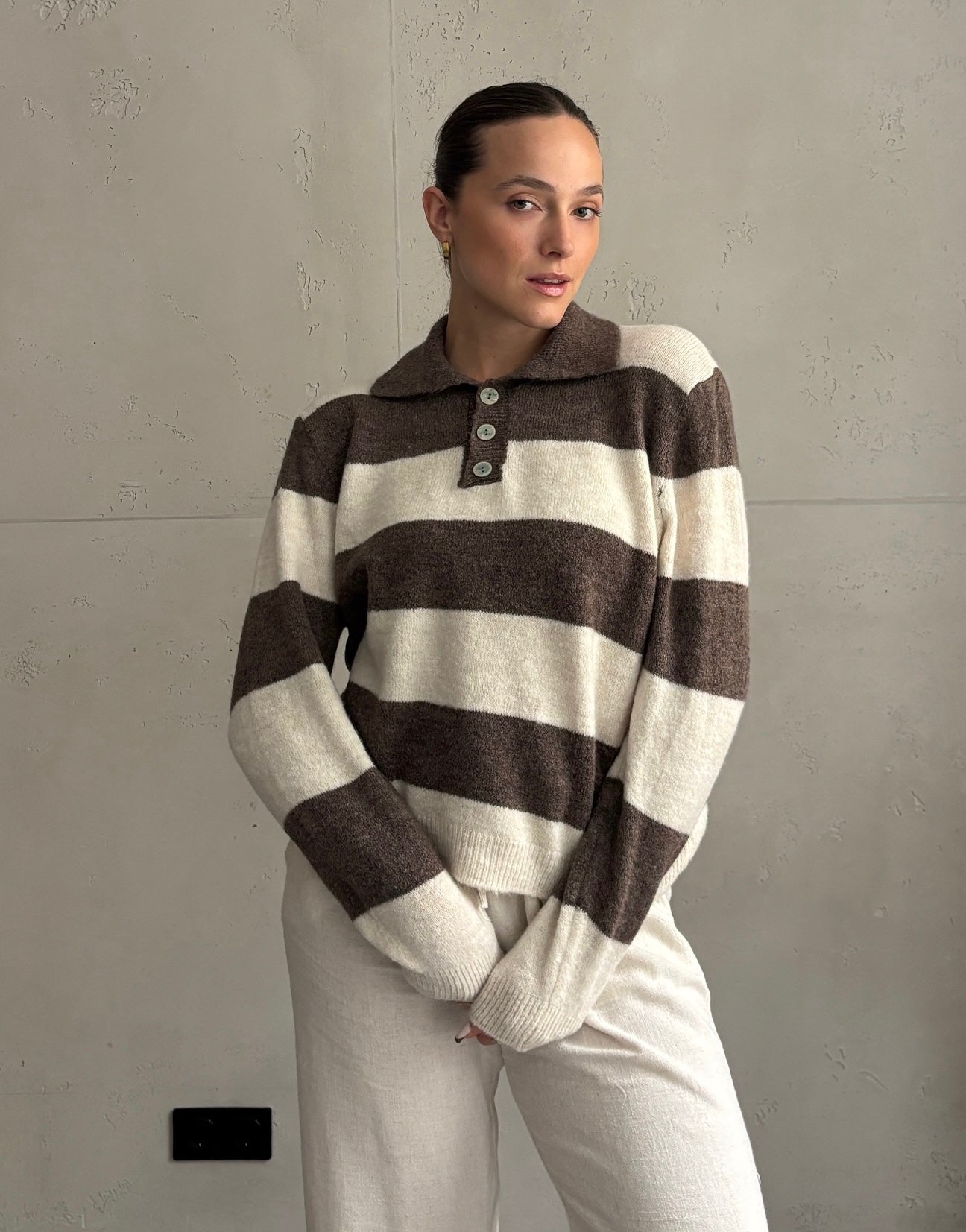 Strick-Poloshirt mit Streifen