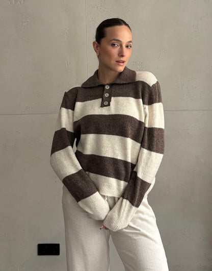 Strick-Poloshirt mit Streifen