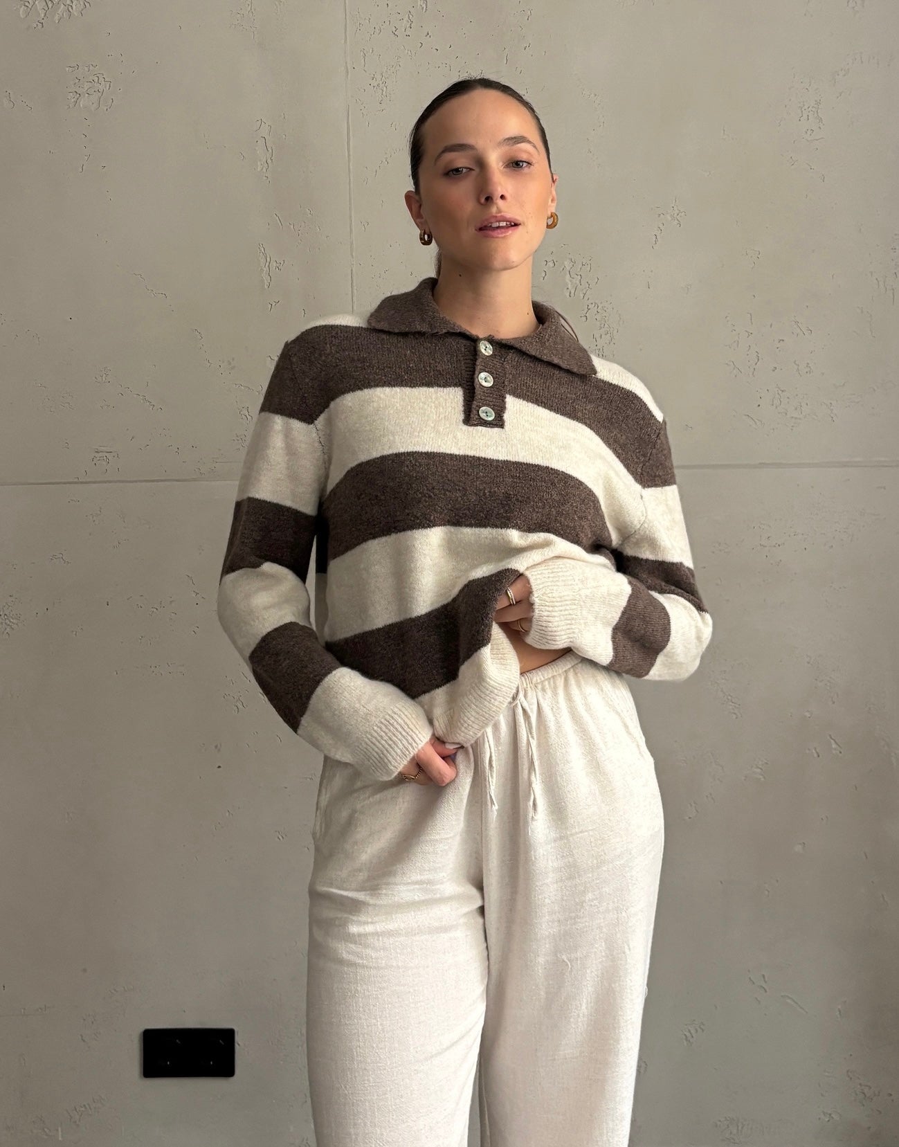 Strick-Poloshirt mit Streifen