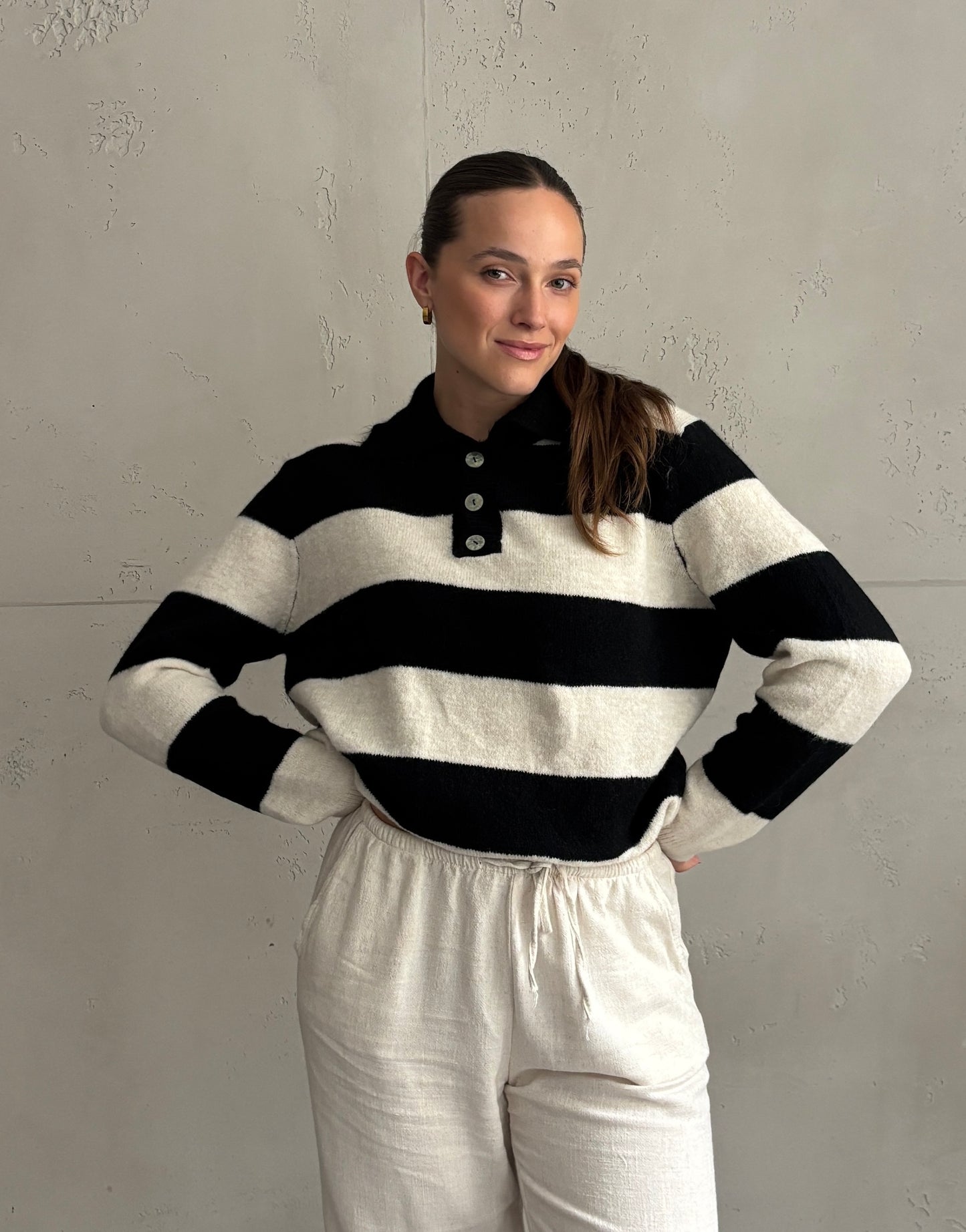 Strick-Poloshirt mit Streifen