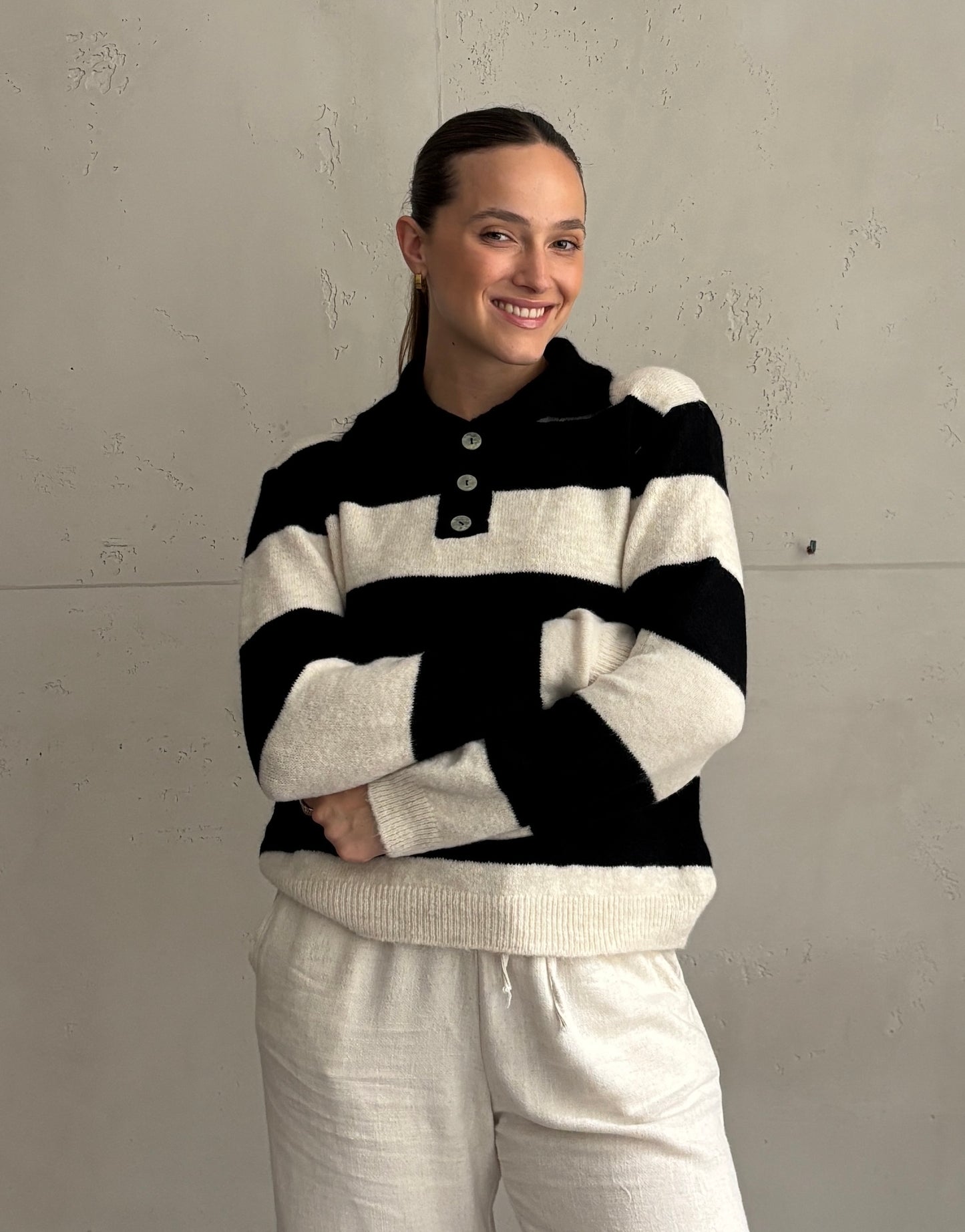 Strick-Poloshirt mit Streifen
