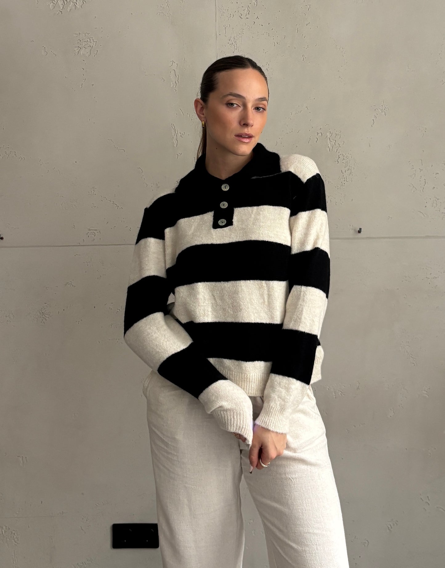Strick-Poloshirt mit Streifen