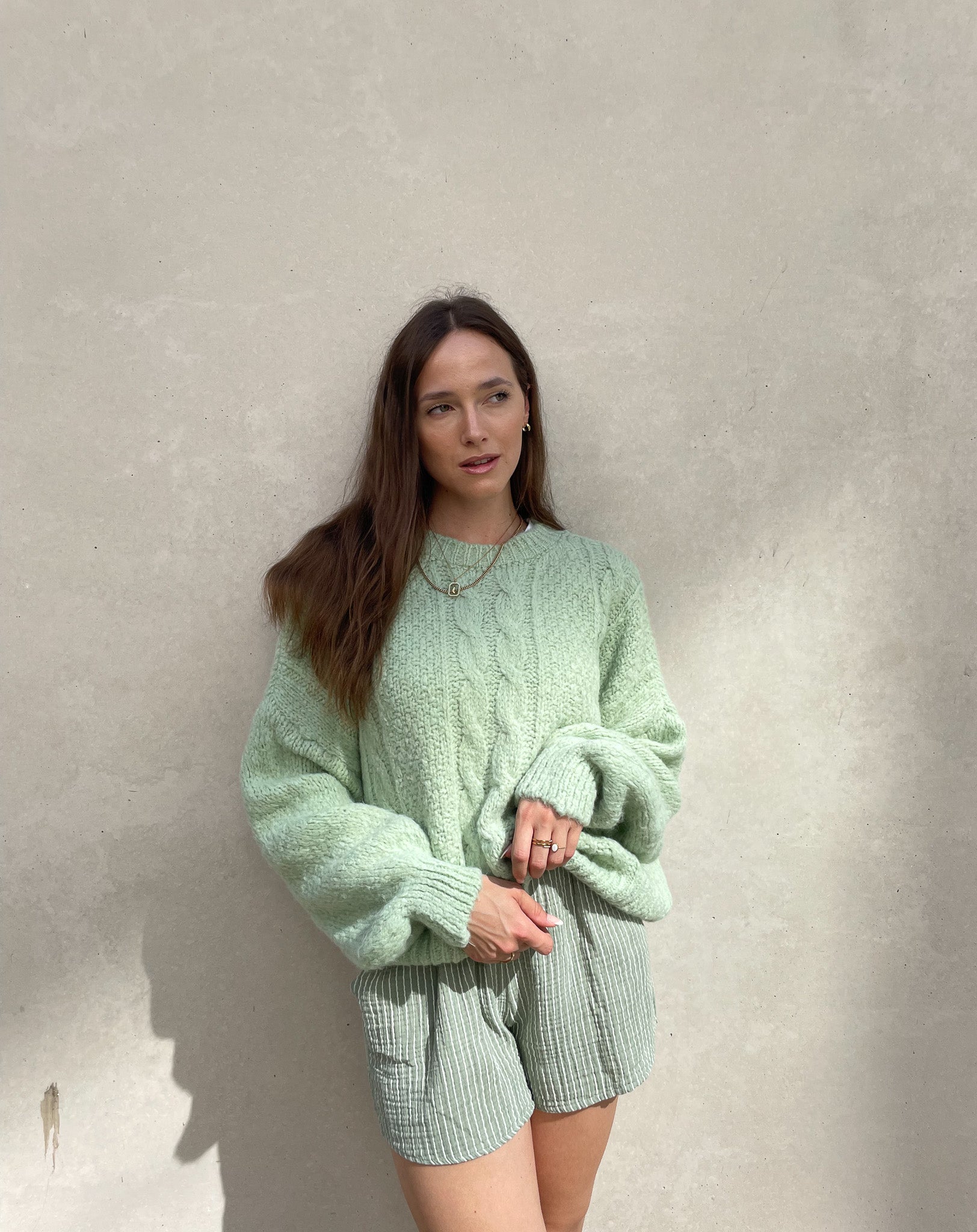 Pullover mit Zopfmuster in mint 