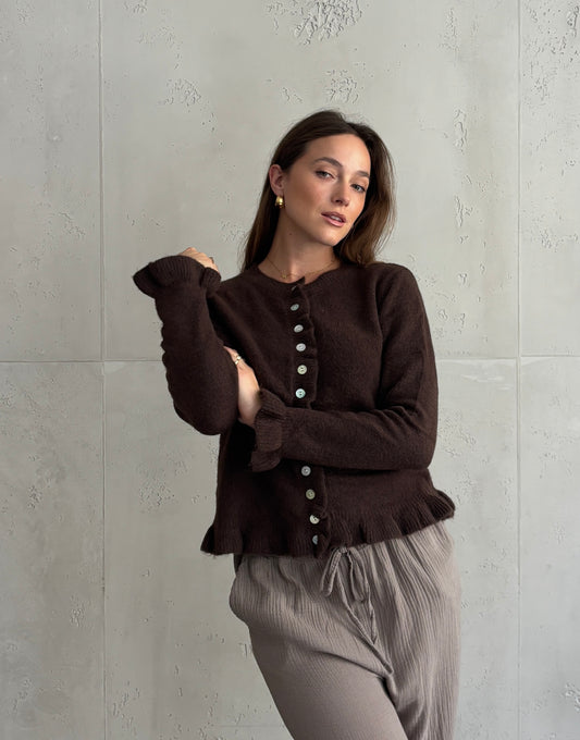 Rüschen-Strickjacke
