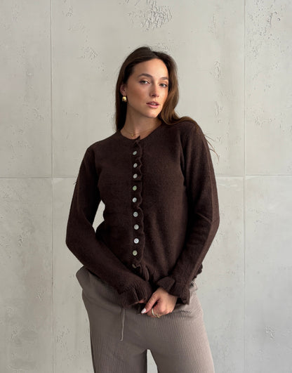 Rüschen-Strickjacke