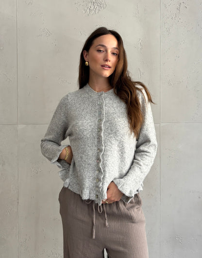 Rüschen-Strickjacke