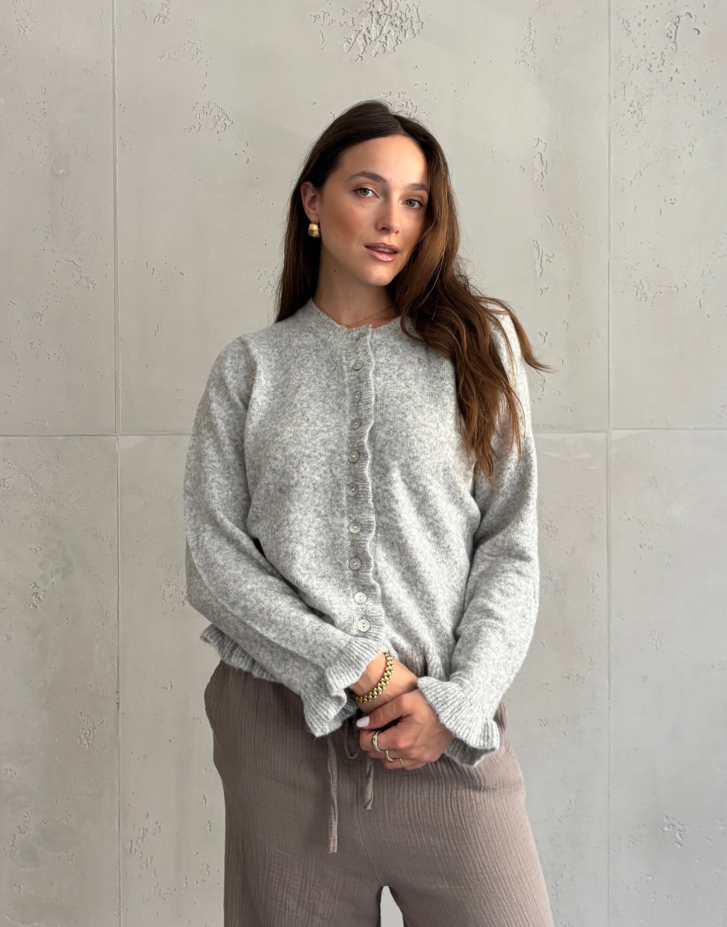 Rüschen-Strickjacke