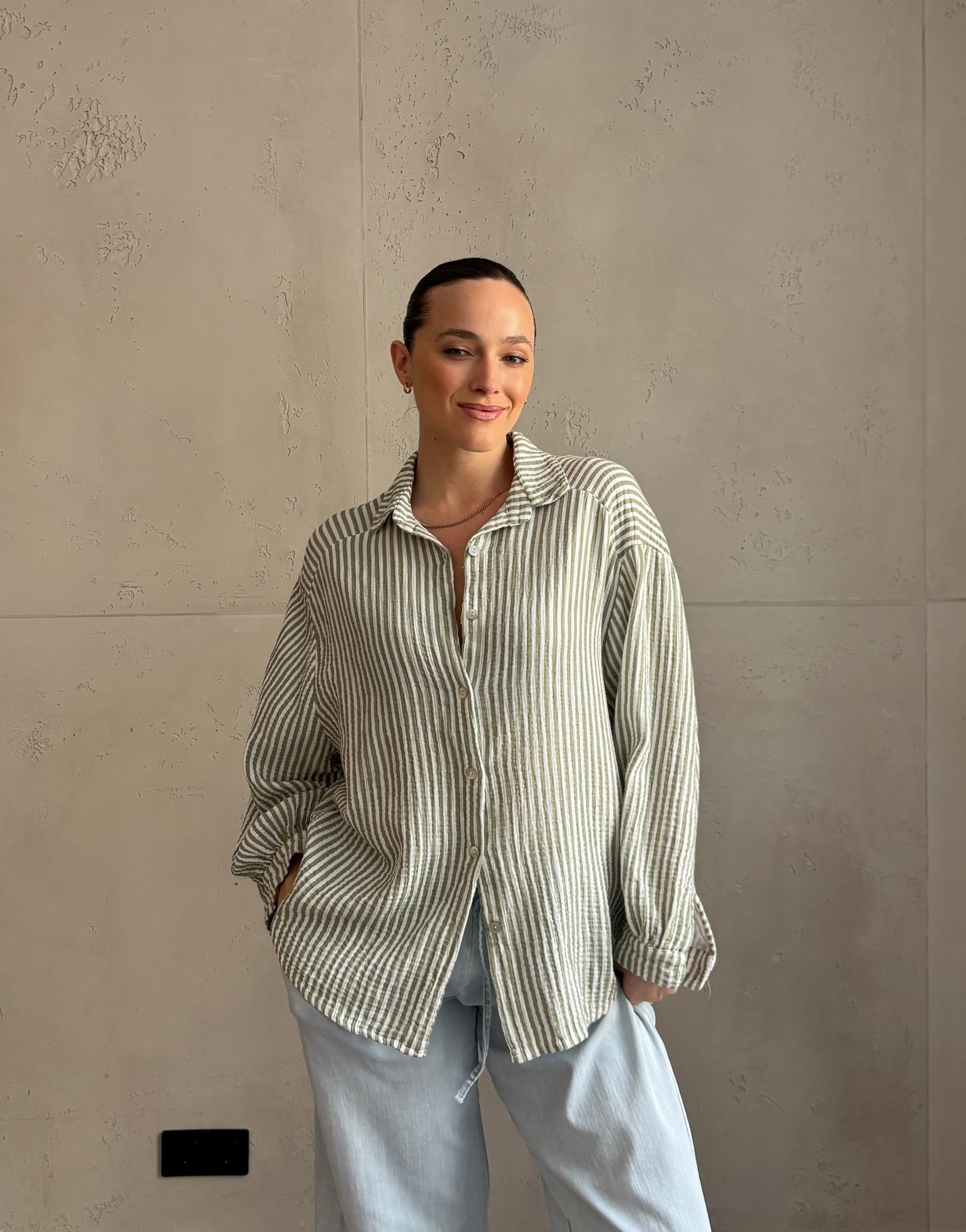 Musselin Bluse mit schmalen Streifen