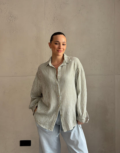 Musselin Bluse mit schmalen Streifen
