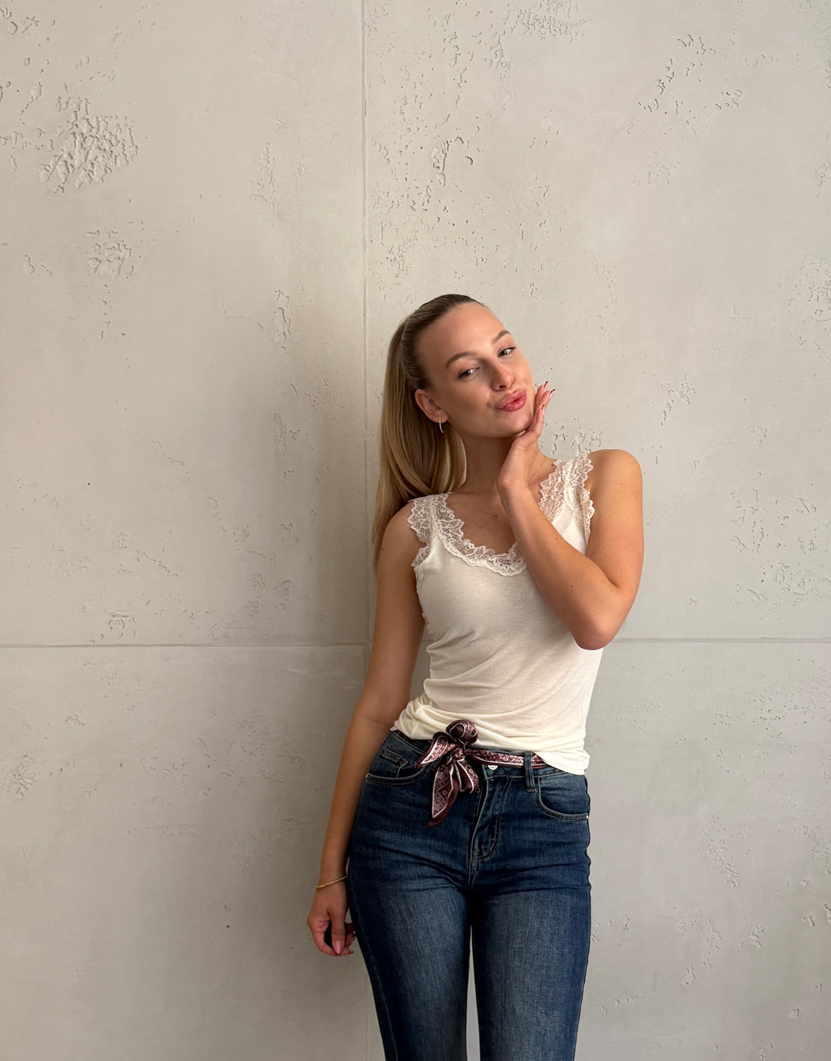 Spitzentop mit Cashmere-Anteil