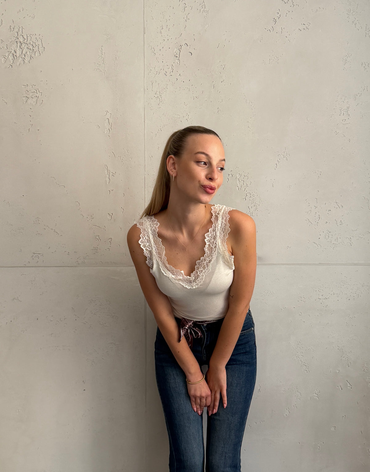 Spitzentop mit Cashmere-Anteil