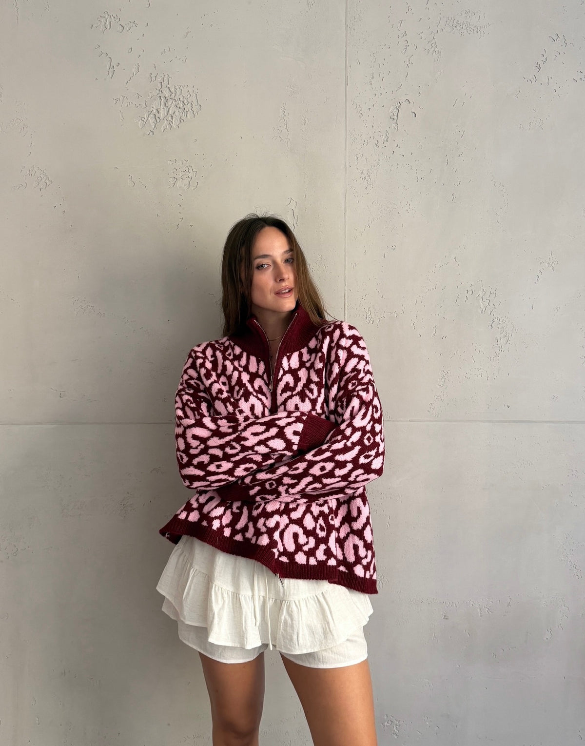 Leo Zip-Strickjacke mit Stehkragen