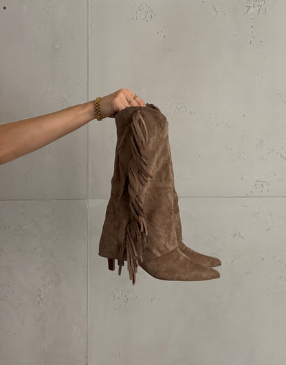 Cowboy Stiefel mit Fransen – spitzer Absatz & Seiten-Reißverschluss