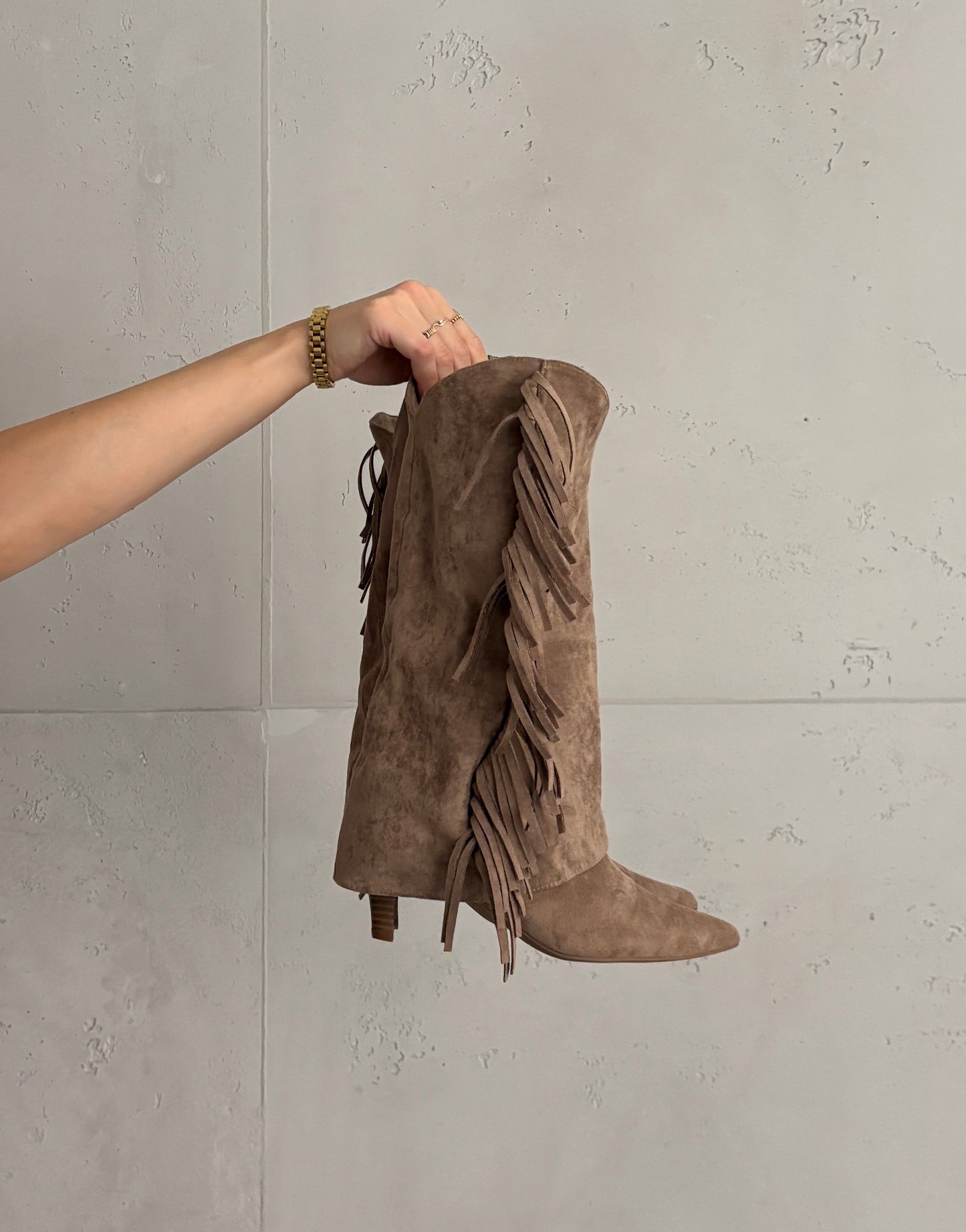 Cowboy Stiefel mit Fransen – spitzer Absatz & Seiten-Reißverschluss