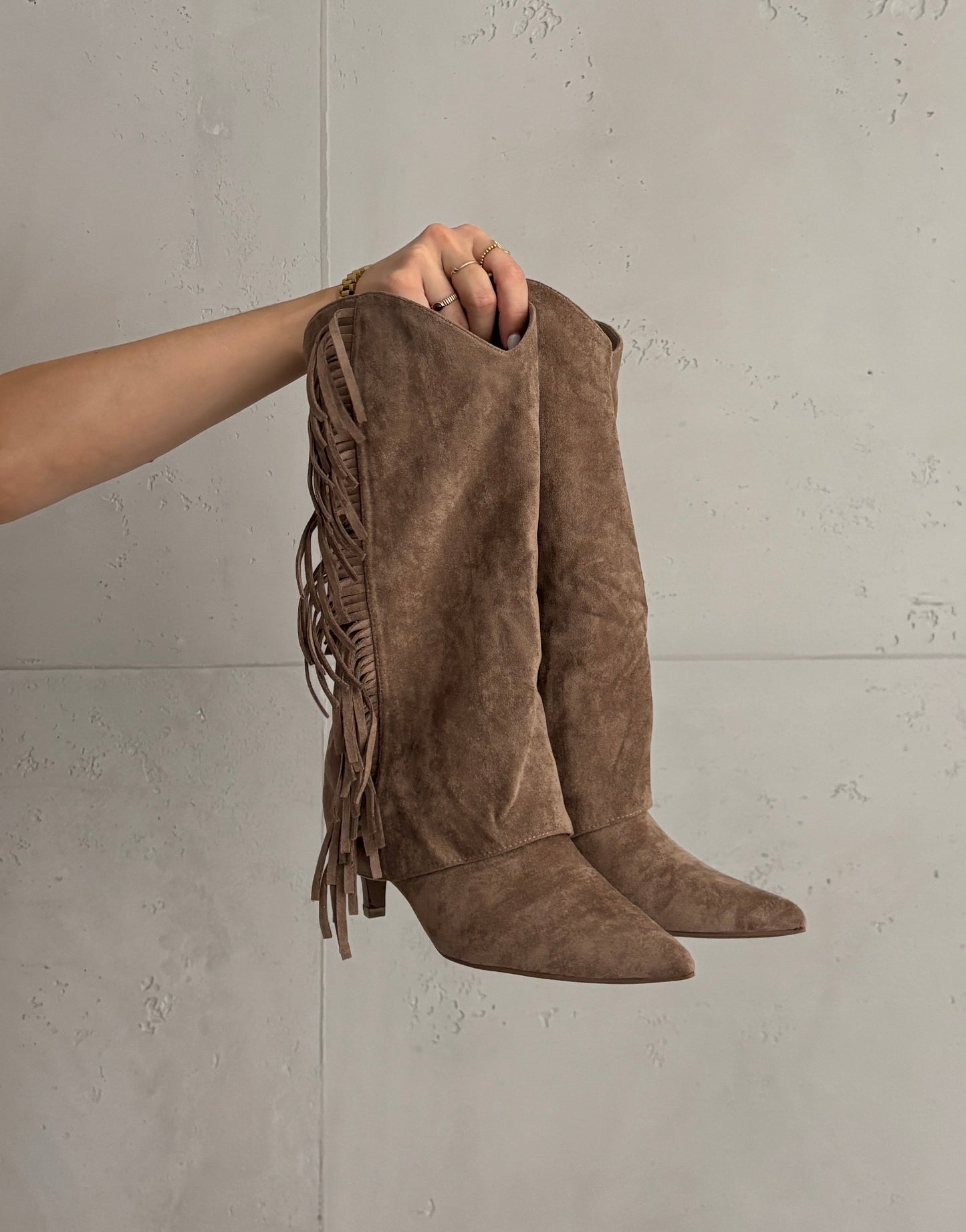 Cowboy Stiefel mit Fransen – spitzer Absatz & Seiten-Reißverschluss