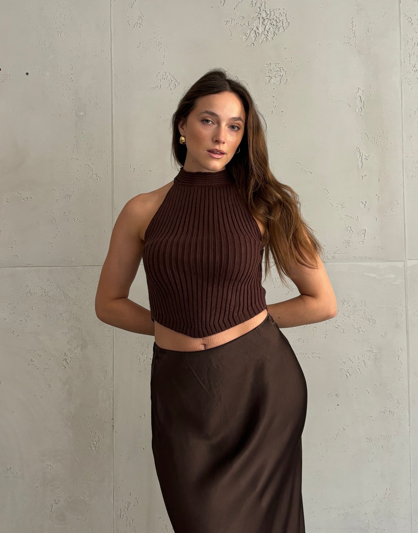Ribbed Stricktop – high neck & Back-Knot