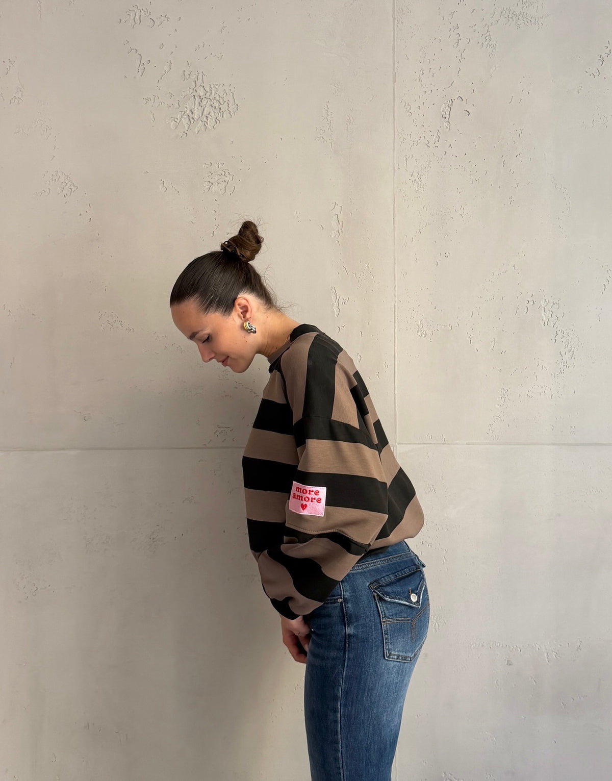 Gestreiftes More-Amore-Sweatshirt