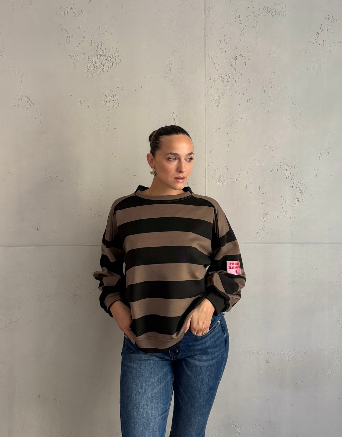 Gestreiftes More-Amore-Sweatshirt
