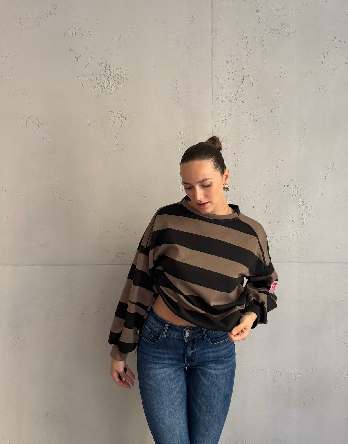 Gestreiftes More-Amore-Sweatshirt