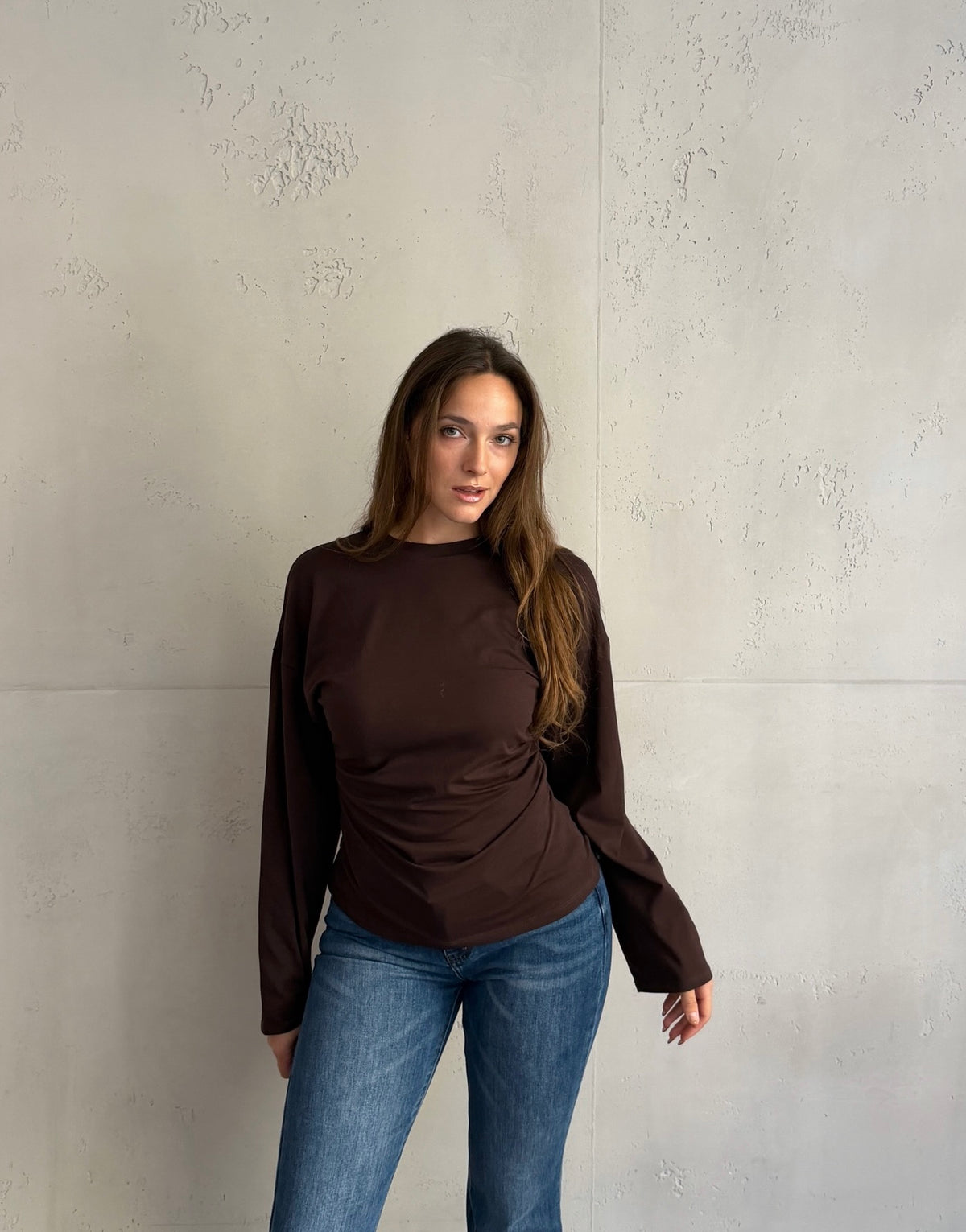 Tailliertes Uni-Longsleeve